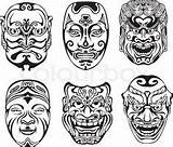 Mask Japanese Tattoo Coloring Vector Tattoos Oni Neue Native Traditional Japan Drawing sketch template