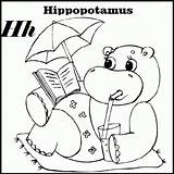 Ippopotamo Disegno Flusspferd Hippopotamus Ombrello Colorear Sonnenschirm Letter Hipopotamos Stampare Ausmalbild Ippopotami Malvorlagen sketch template