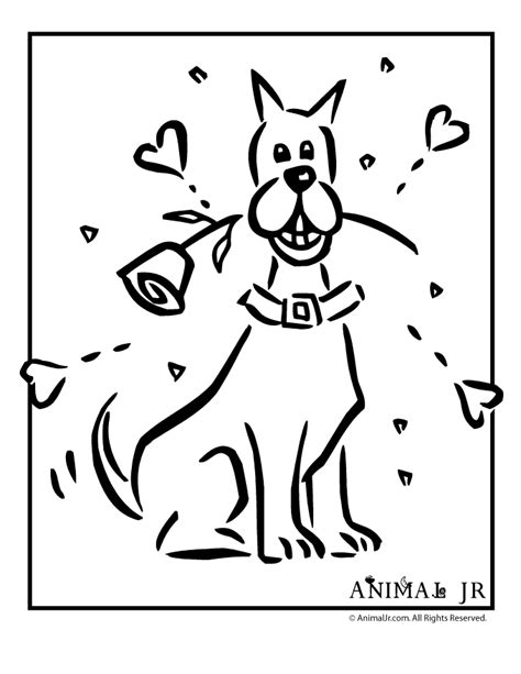 dog valentine coloring page animal jr
