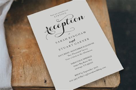 printable wedding reception invitation template  card