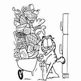Garfield Coloring Emptying Refrigerator Kids sketch template