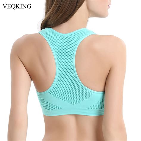 veqking women breathable sports bra absorb sweat shockproof padded