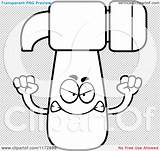 Mascot Hammer Mad Outlined Coloring Clipart Vector Cartoon Thoman Cory sketch template
