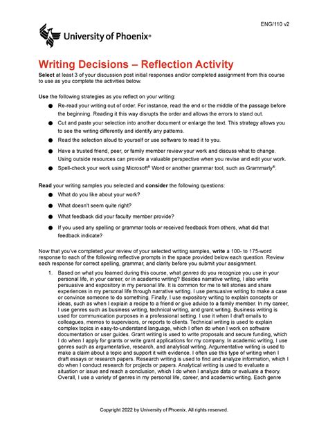 eng  wk writing decisions reflection activity  eng  writing decisions