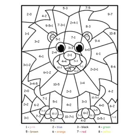 baby lion easy color  number  print