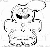Mascot Gingerbread Talking Woman Happy Clipart Cartoon Cory Thoman Outlined Coloring Vector 2021 sketch template