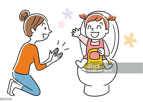 ilustración de cuidado de niños entrenamiento en el baño madre e hijo y