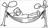 Pages Resting Hammock Man Coloring Color sketch template