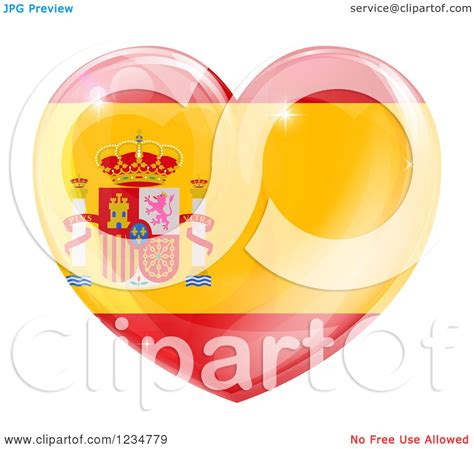 clipart    reflective spanish flag heart royalty  vector illustration