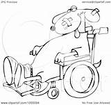 Outline Dog Coloring Wheelchair Illustration Royalty Djart Vetor Clip Background Clipart sketch template