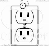 Clipart Outlet Cartoon Electrical Socket Coloring Character Vector Outlined Cory Thoman Clipground Royalty Clipartof sketch template