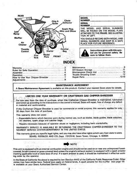 craftsman  user manual  hp chipper shredder manuals  guides