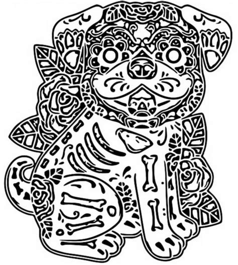 coloring page  day   dead dog