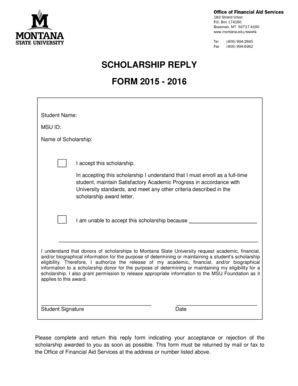 scholarship award letter template forms fillable printable samples