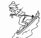 Coloring Skier Female Coloringcrew Ski Sports Print sketch template