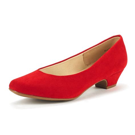 dream pairs women fashion  chunky heel pump shoes slip   toe shoes mila redsuede size
