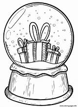 Coloring Globe Snow Christmas Pages Gifts Printable sketch template
