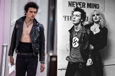 louis partridge looks convincing as sid vicious on set of new sex