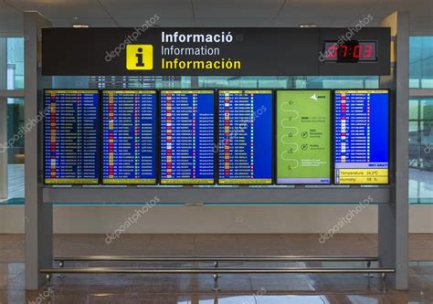 departures board  barcelona airport stock editorial photo  venakr