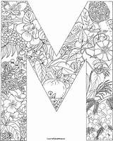 Coloring Letter Pages Alphabet Printable Mandala Plants Letters Kids Supercoloring Sheets Print Adults Clipart Nature Adult Book English Animal Crafts sketch template