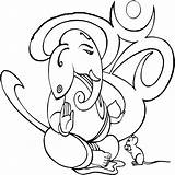 Ganesha Drawing Ganesh God Easy Hindu Simple Gods Lord Sketch Ganpati Drawings Coloring Pencil Line Sketches Cliparts Mythology Clipart Ganapathi sketch template