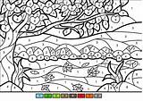 Coloring Number Color Tree Apple Pages Printable Nature Fall Numbers Worksheets Printables Landscape Supercoloring Kids Sheets Ice Cream Medium Wonder sketch template