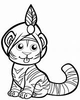 Coloring Tiger Turban Tigers Pages Cute Template sketch template