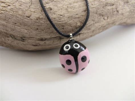 pink ladybug necklace handpainted ladybug jewelry  kids etsy
