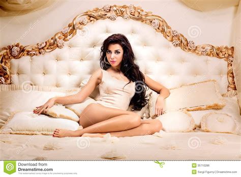 Beautiful And Sexy Woman In Bed Royalty Free Stock Image