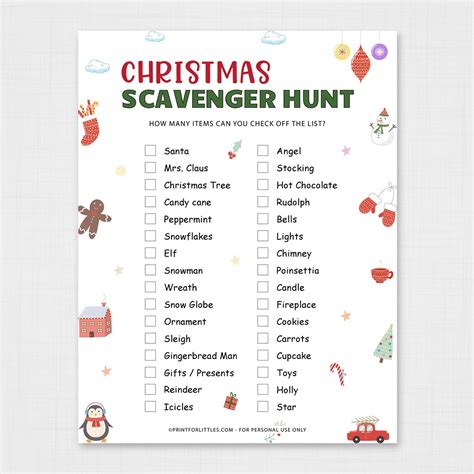 christmas scavenger hunt  printables printable word searches
