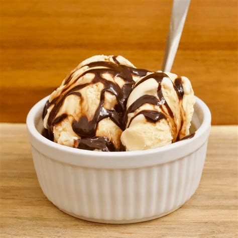 vegan french vanilla ice cream  date sweetened chocolate sauce