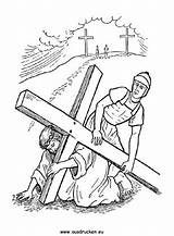 Ostern Ostergeschichte Kreuz Trägt Ausmalbild sketch template