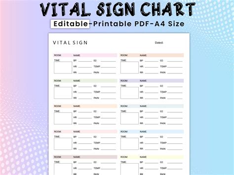 editable  printable vital sign chart vital sign log vital sign