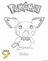 Pichu Coloring Pokemon Pages Pikachu Pokémon Printable sketch template