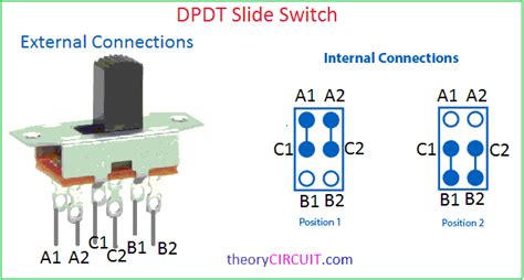 dpdt  switch pin connections theorycircuit    electronics projects