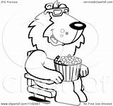 Lion Popcorn Movie Clipart Cartoon Eating 3d Watching Theater Happy Outlined Coloring Vector Cory Thoman Drawing Getdrawings Line Regarding Notes sketch template