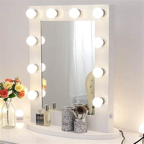 chende gloss white makeup vanity mirror  lights hollywood lighted