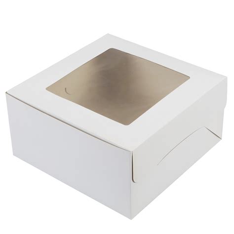 wilton       white cardboard square cake box  window