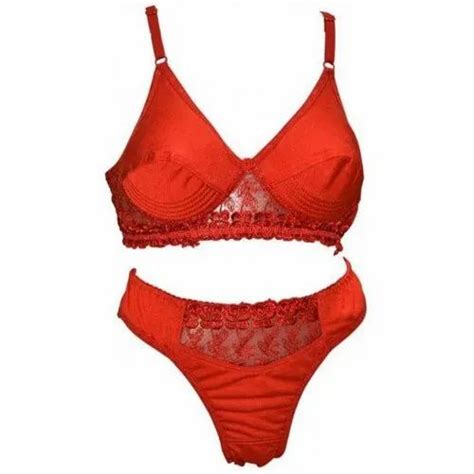 bra and panty sets pure cotton ladies orange net lingerie set at rs 250