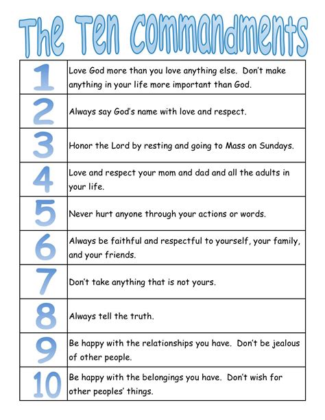 true catholic version   ten commandments  kids  bible pinterest ten