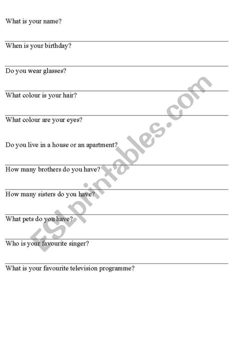 english worksheets simple questions  children  answer