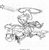 Cowboy Cartoon Star Coloring Outline Vector Catch Trying Leishman Ron Royalty sketch template