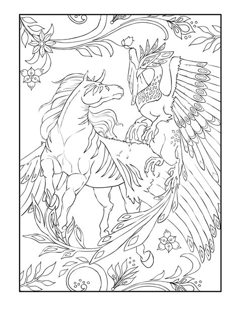 mythical creature animal coloring pages  adults tripafethna