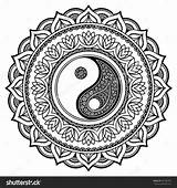 Yang Mandala Yin Coloring Pages Symbol Mehndi Henna Shutterstock Tatoo Decorative Style Vector Drawing Clipartmag Kiezen Bord sketch template