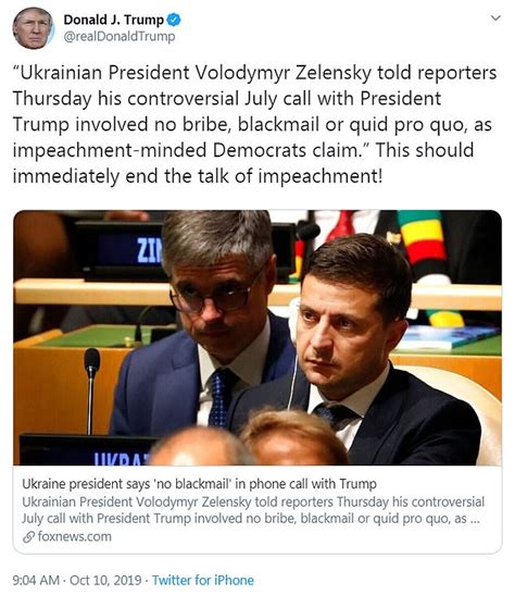 trump report  ukrainian president claiming  quid pro quo    talk