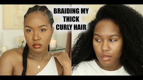 braiding my thick curly hair cornrow tutorial kinda