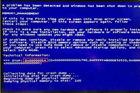 solved memory management error 0x0000001a blue screen