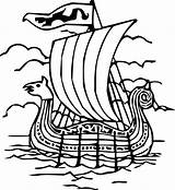Viking Ship Clip Boat Clipart Coloring Boats Line Svg sketch template