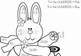 Value Place Easter Bunny Color Worksheets Code Coloring sketch template