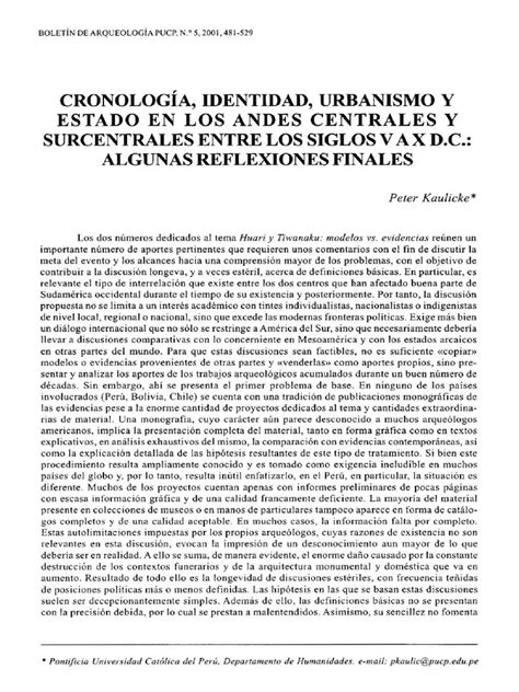cronologia  urbanismo en los andes centrales